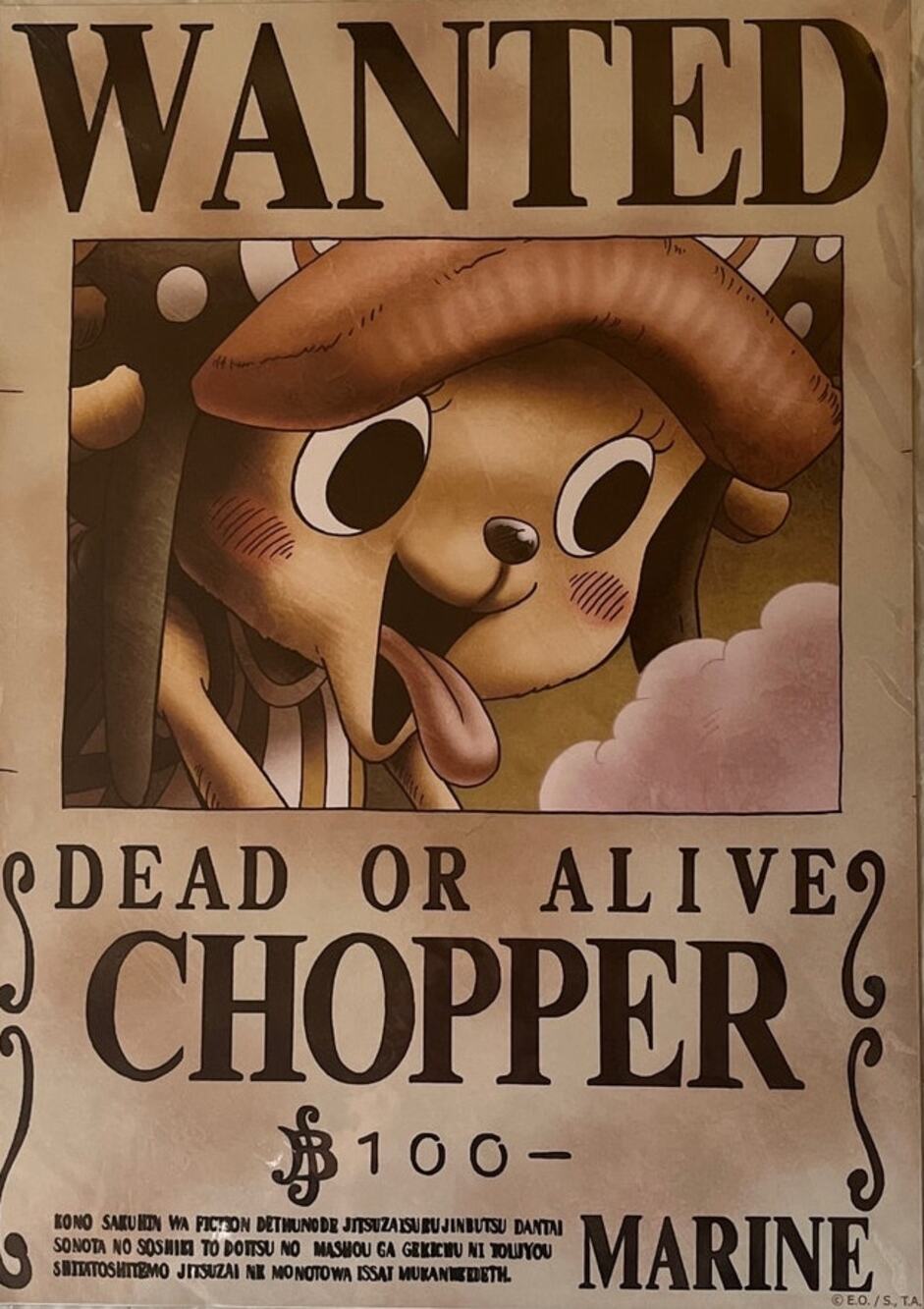 One Piece Wallcovering Poster WANTED Dead or Alive CHOPPER - Made in Japan